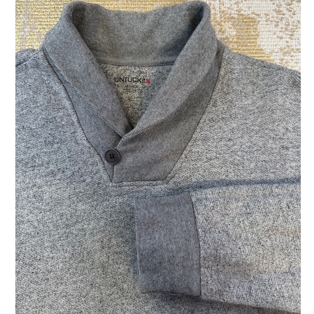UNTUCKit Men's Heather Grey Shawl-Neck Pullover Sweatshirt | Size Large